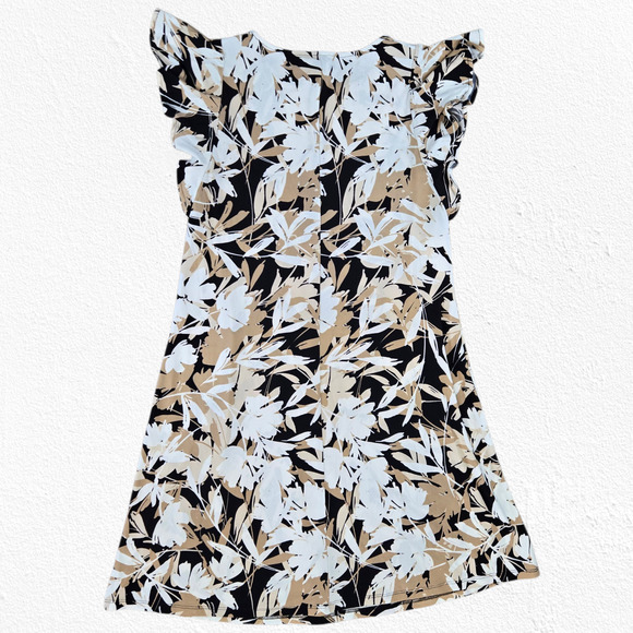 Anne Klein Khaki Multi Floral Ruffle Sleeve Workwear Shift Dress Size 2 NWT - Picture 10 of 10